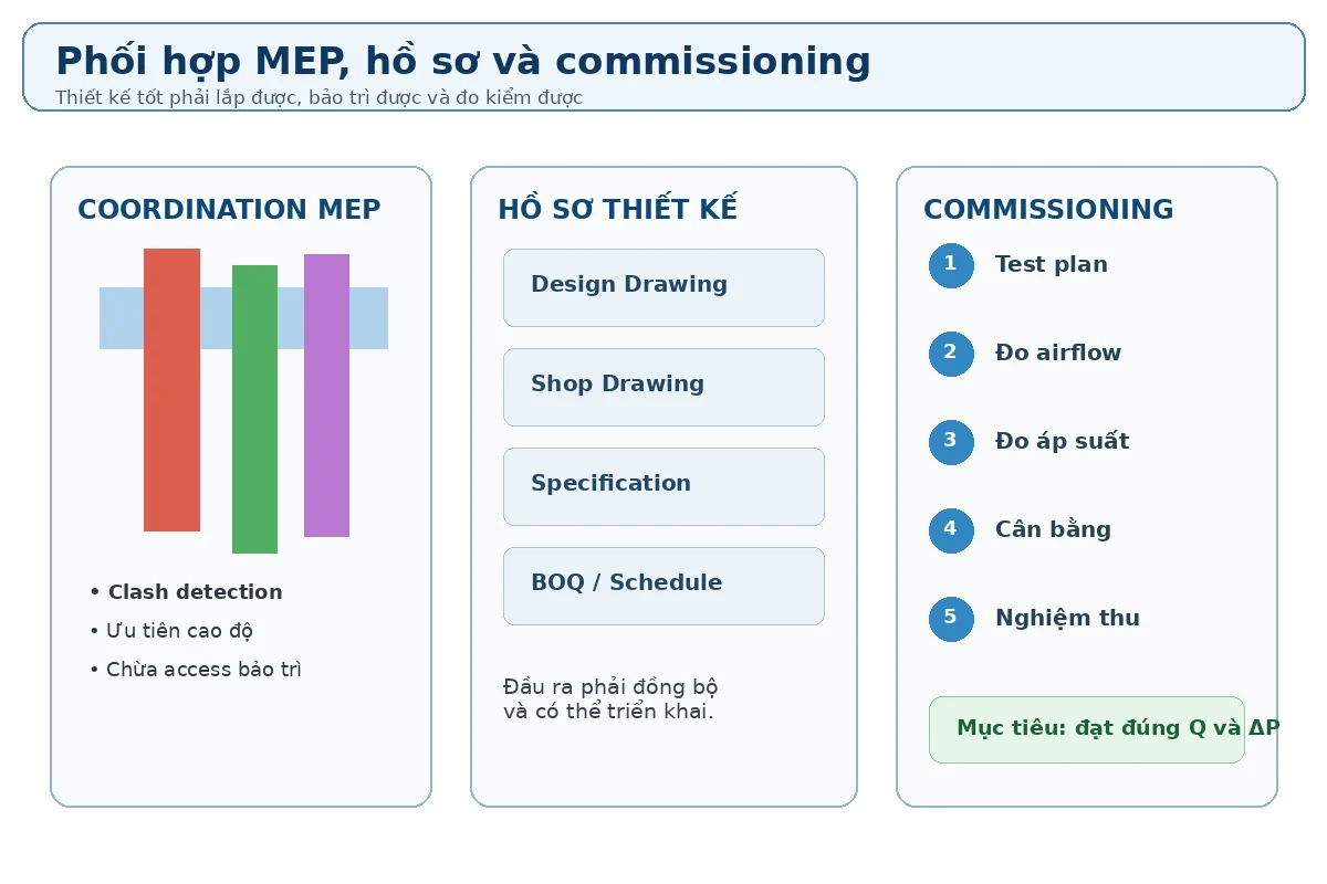 Phối hợp MEP hồ sơ thiết kế và commissioning hệ thống HVAC